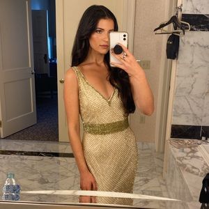 Mac Duggal Gold Beaded & Sequin Gown